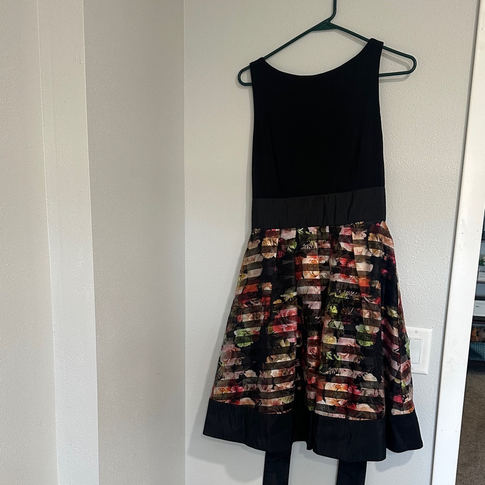 Black Floral Stripe Dress